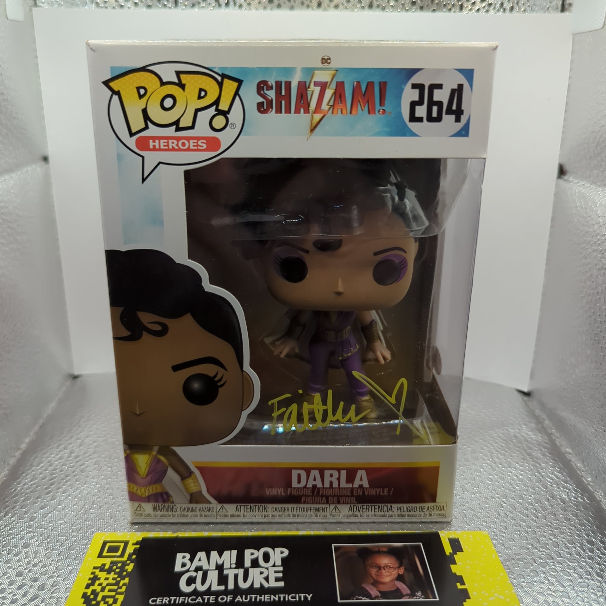 FUNKO POP VINYL Darla #264 Shazam! signed with coa autograph FRENLY BRICKS - Open 7 Days