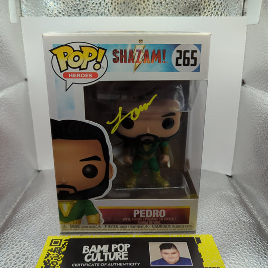 FUNKO POP VINYL Pedro #265 Shazam AUTO with coa Signed FRENLY BRICKS - Open 7 Days