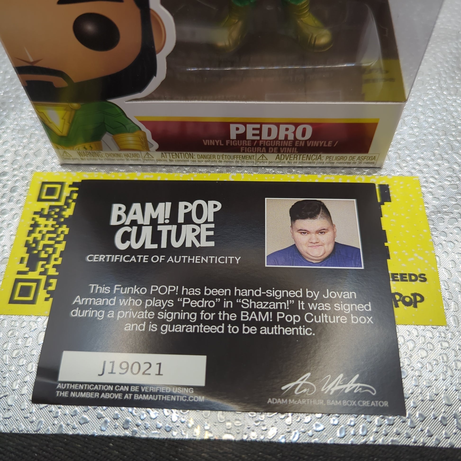 FUNKO POP VINYL Pedro #265 Shazam AUTO with coa Signed FRENLY BRICKS - Open 7 Days