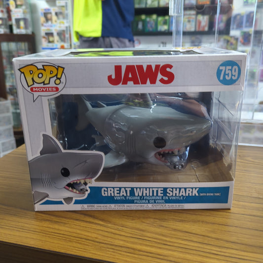 Movies Funko Pop - Great White Shark (With Diving Tank) - Jaws - No. 759 FRENLY BRICKS - Open 7 Days