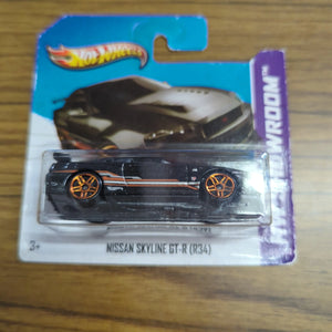 Hot Wheels - Metallic Black Nissan Skyline GT-R BNR34 GTR R34 HW Showroom SHORT CARD FRENLY BRICKS - Open 7 Days