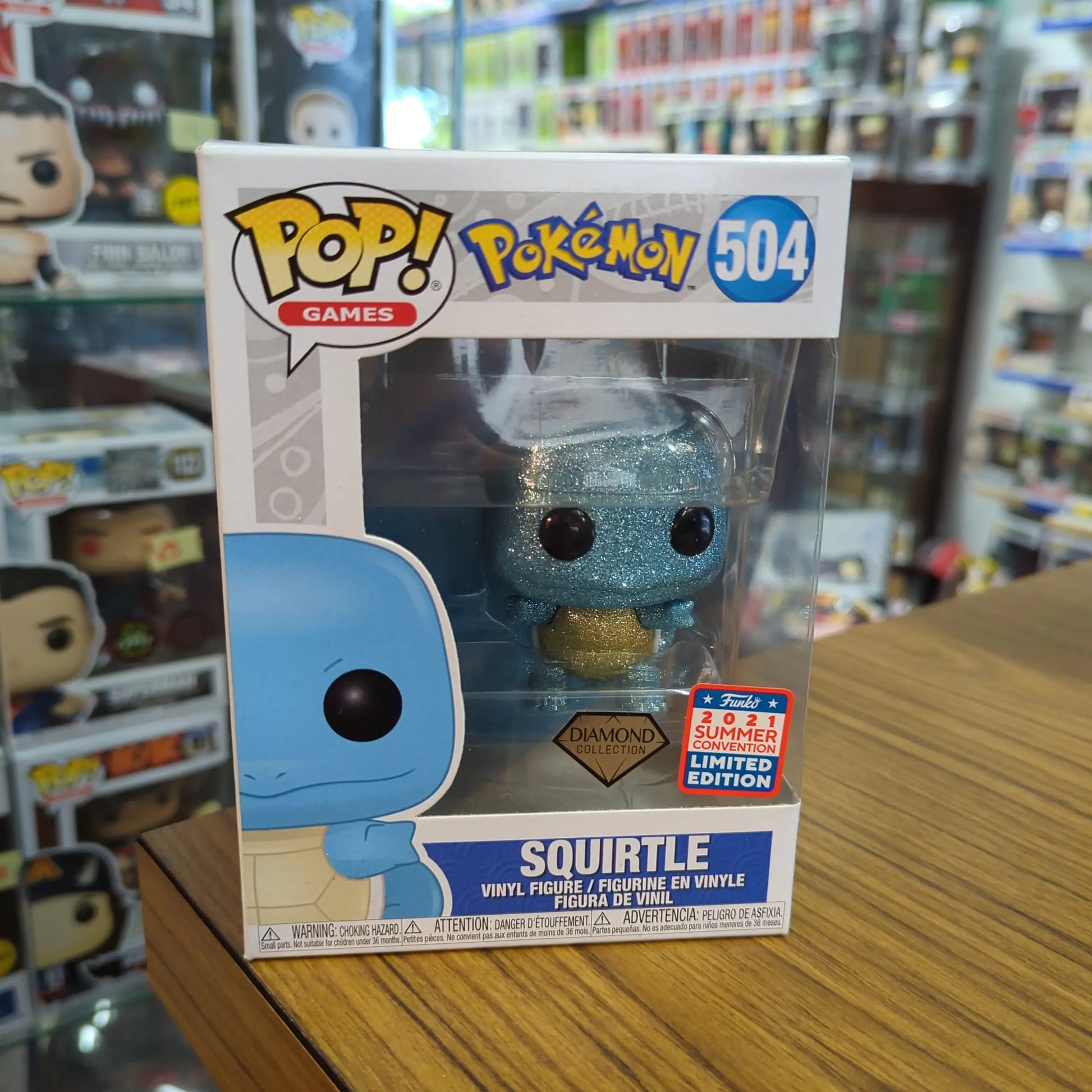 Squirtle Pop 504 Diamond Glitter- Pokemon Funko Pop! Vinyl 2021 Convention FRENLY BRICKS - Open 7 Days