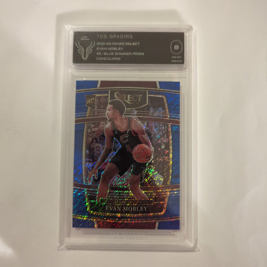 2021-22 Panini Select Evan Mobley #5 Blue Shimmer Prizm Concourse TCG 8 FRENLY BRICKS - Open 7 Days