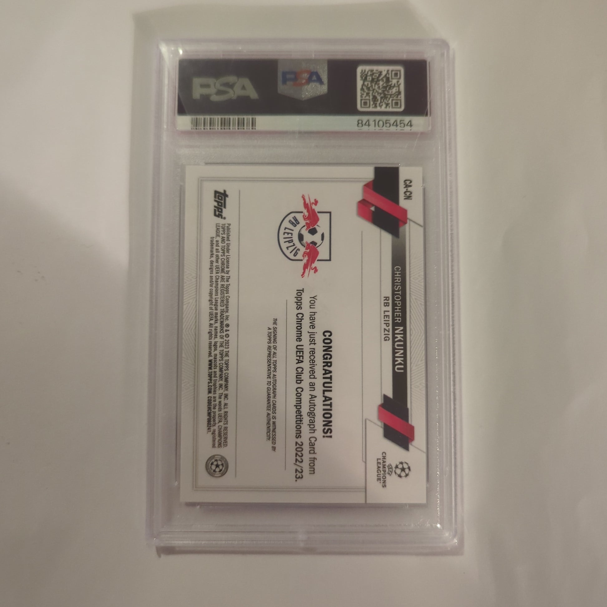 2022-23 Topps Chrome UCC Christopher Nkunku CHROME AUTOGRAPH PSA 9 CACN FRENLY BRICKS - Open 7 Days