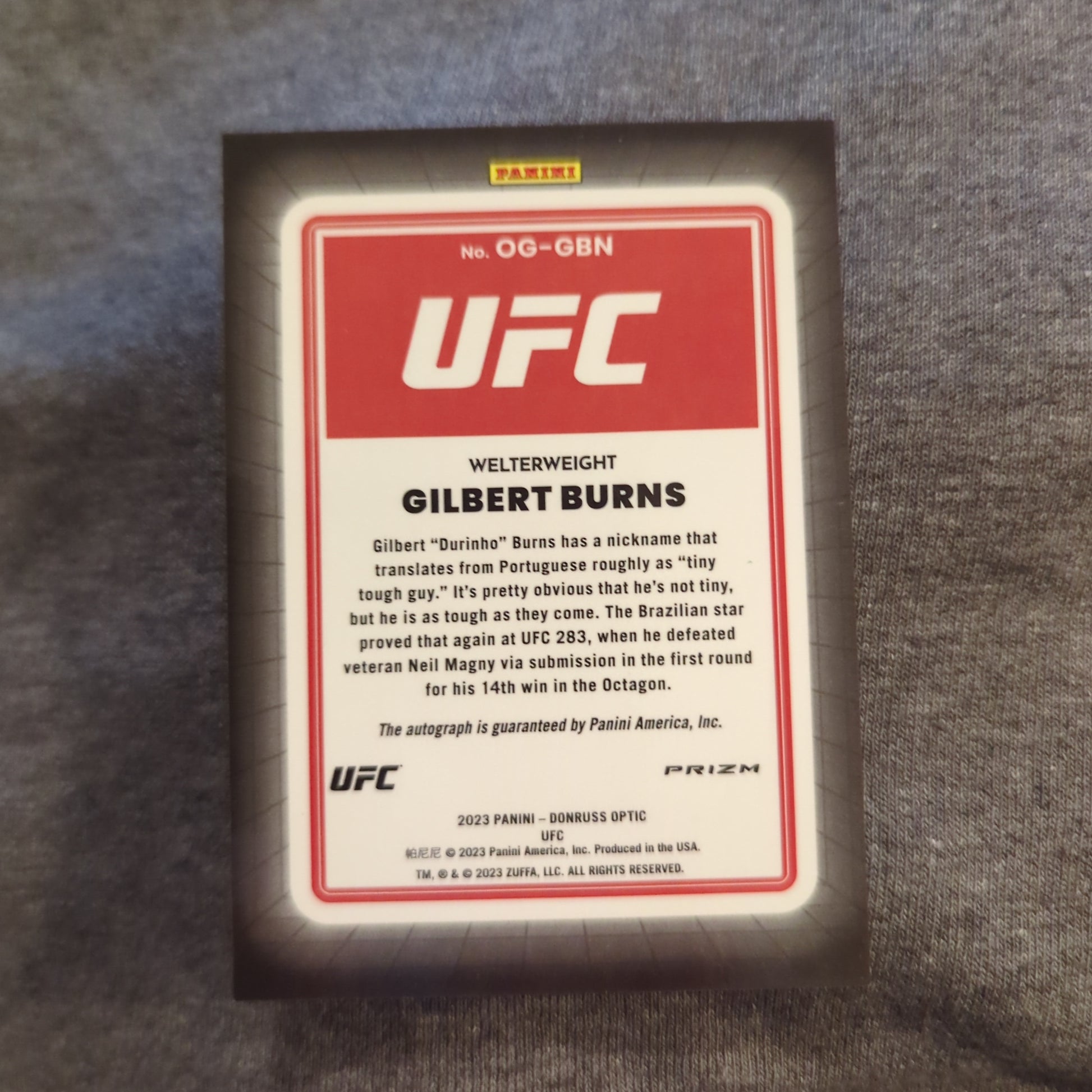 2023 Panini Donruss Optic UFC White Refraction Signature Gilbert Burns FRENLY BRICKS - Open 7 Days