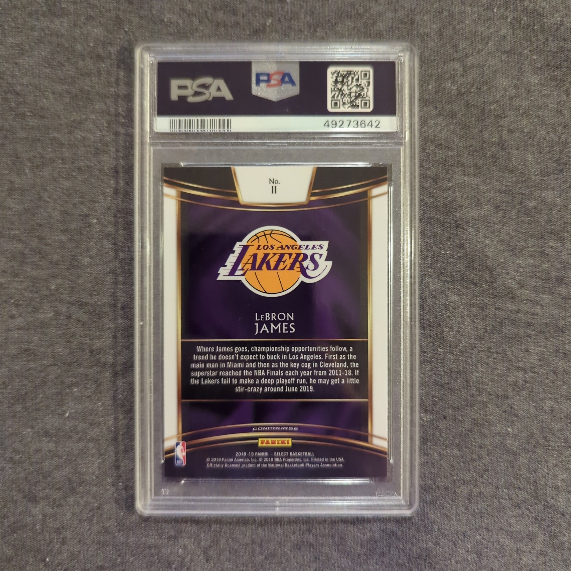 2018-19 Panini Select #11 LeBron James Los Angeles Lakers PSA 10 GEM MINT FRENLY BRICKS - Open 7 Days