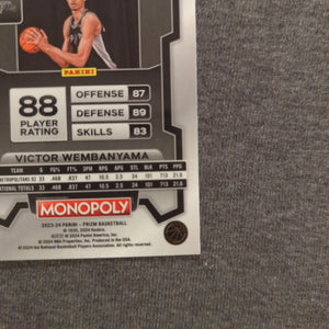 Monopoly Prizm NBA 2023-24 Victor Wembanyama Wemby Go Space Rookie Card NM Mint FRENLY BRICKS - Open 7 Days