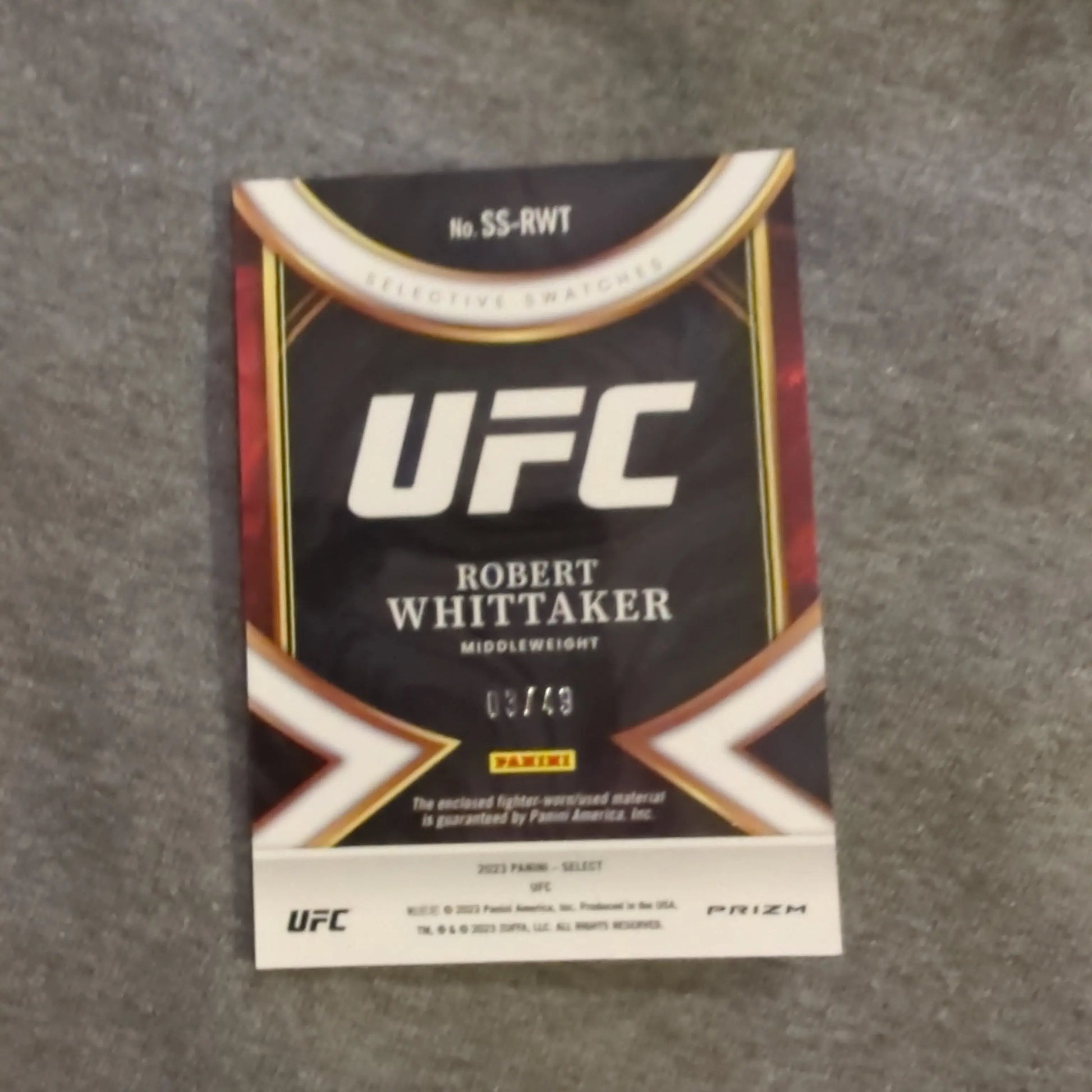 2023 Panini Select UFC - Robert Whittaker Patch /49 FRENLY BRICKS - Open 7 Days