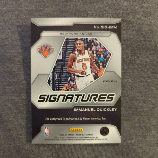 2023-24 Panini Prizm Signatures - Immanuel Quickley /99 FRENLY BRICKS - Open 7 Days