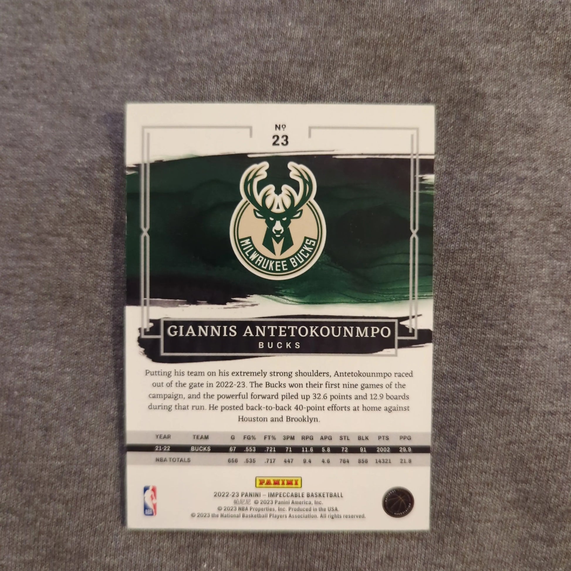 2022-23 Panini Immaculate - Giannis Antetokounmpo /75 FRENLY BRICKS - Open 7 Days