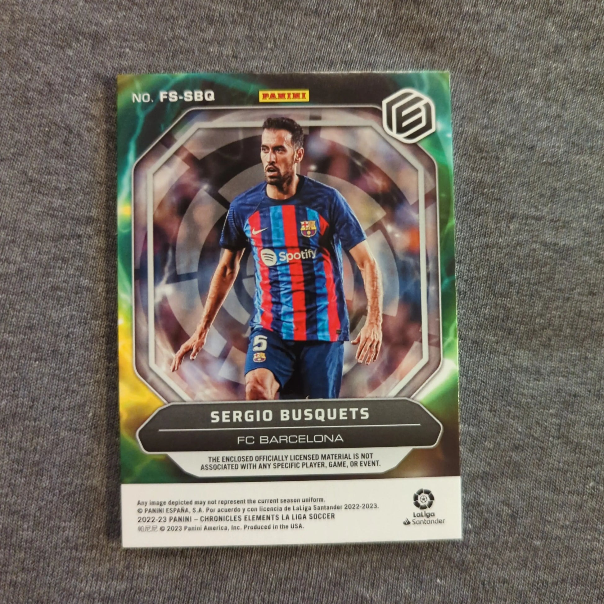 2022-23 Chronicles Elements La Liga Fusion Swatches - Sergio Busquets /49 DUAL PATCH FRENLY BRICKS - Open 7 Days