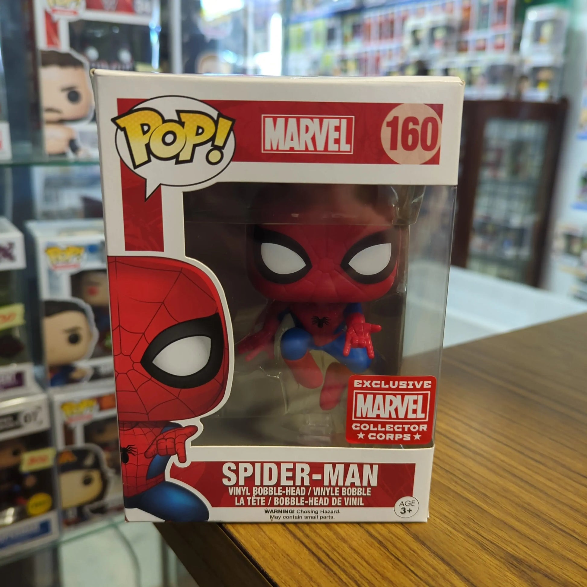 Funko Pop! Spider-Man 160 Marvel Collectors Corps Exclusive Bobble Head FRENLY BRICKS - Open 7 Days