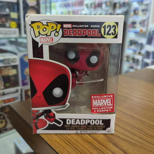 FUNKO POP! MARVEL | DEADPOOL (LEAPING) | EXCLUSIVE MARVEL COLLECTOR CORPS | #123 FRENLY BRICKS - Open 7 Days