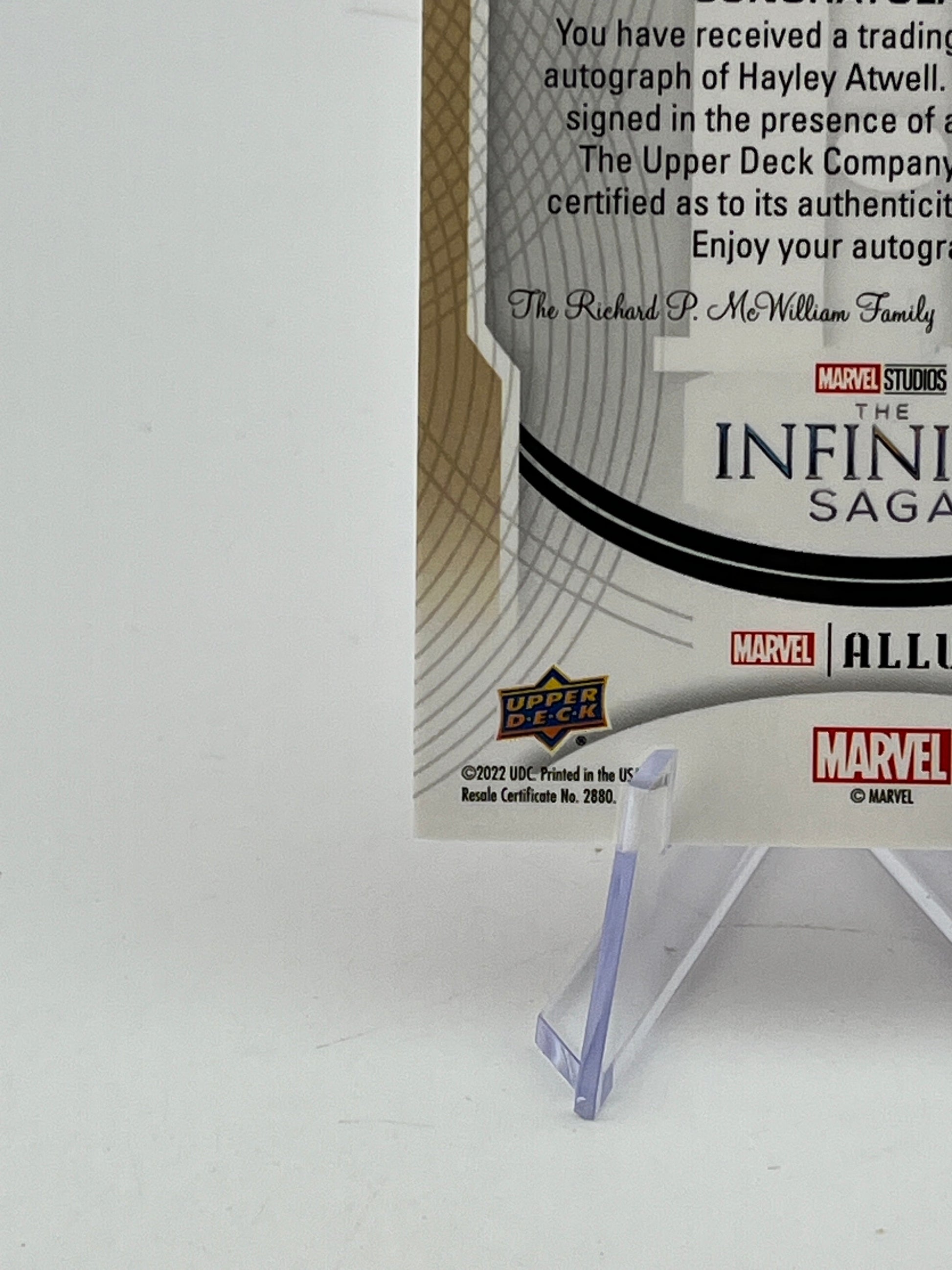 Upper Deck Marvel Infinity Saga - Allure Red Auto Hayley Atwell as Peggy Carter FRENLY BRICKS - Open 7 Days