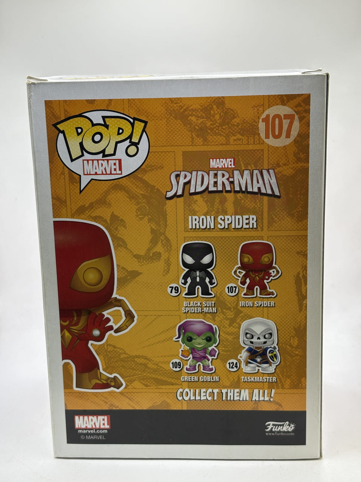 Funko POP! Marvel Spider-Man #107 Iron Spider Bobble-Head - Box DMG — back image 3