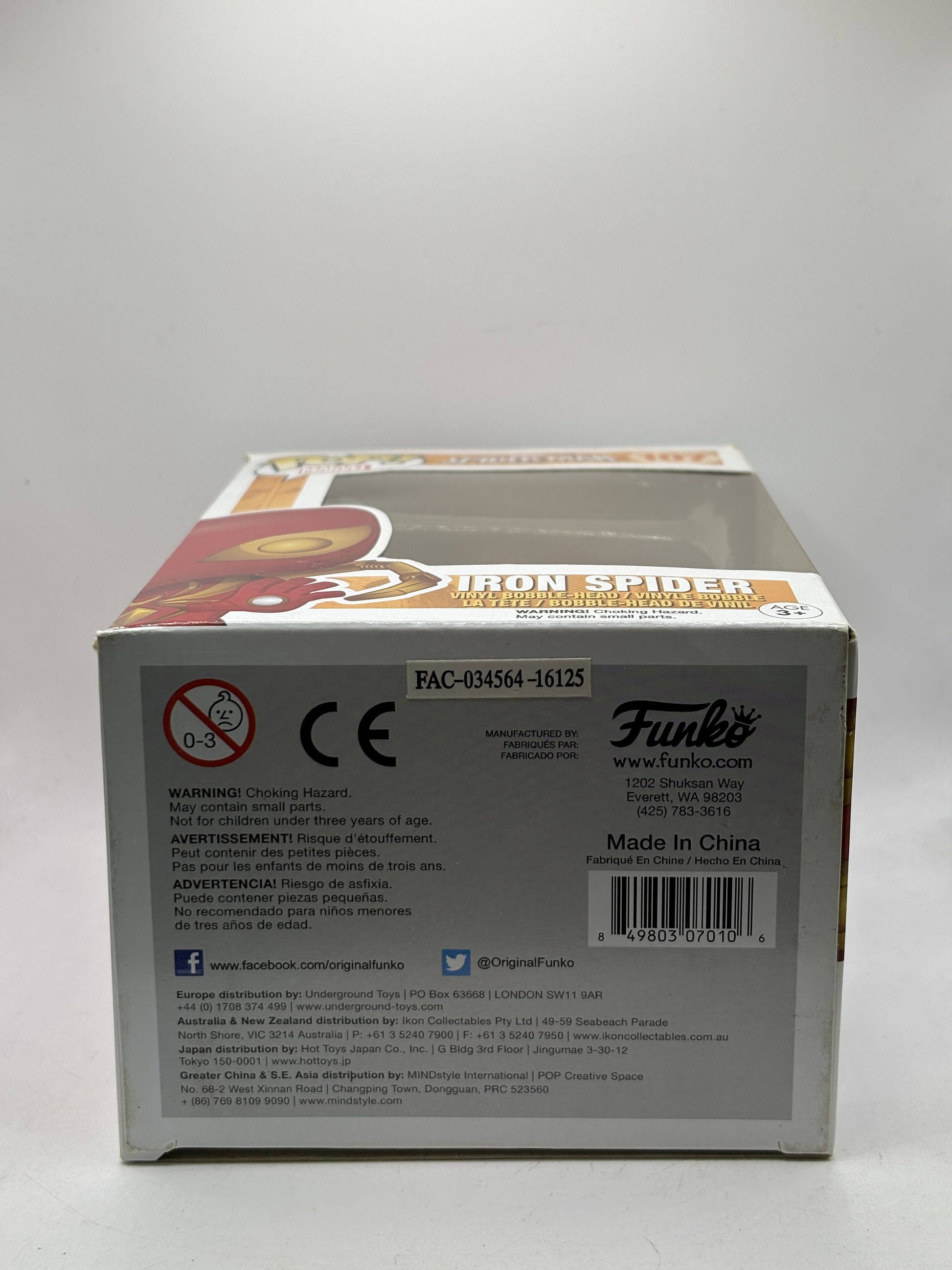 Funko POP! Marvel Spider-Man #107 Iron Spider Bobble-Head - Box DMG — bottom image 6