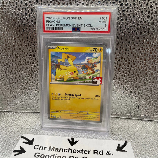 2023 Pokémon Pikachu PLAY! Pokemon Event Promo PSA GRADED 9 Mint #101 FRENLY BRICKS - Open 7 Days