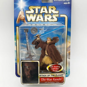 Star Wars Attack Of The Clones Obi-Wan Kenobi Action Figure Hasbro 2002 FRENLY BRICKS - Open 7 Days