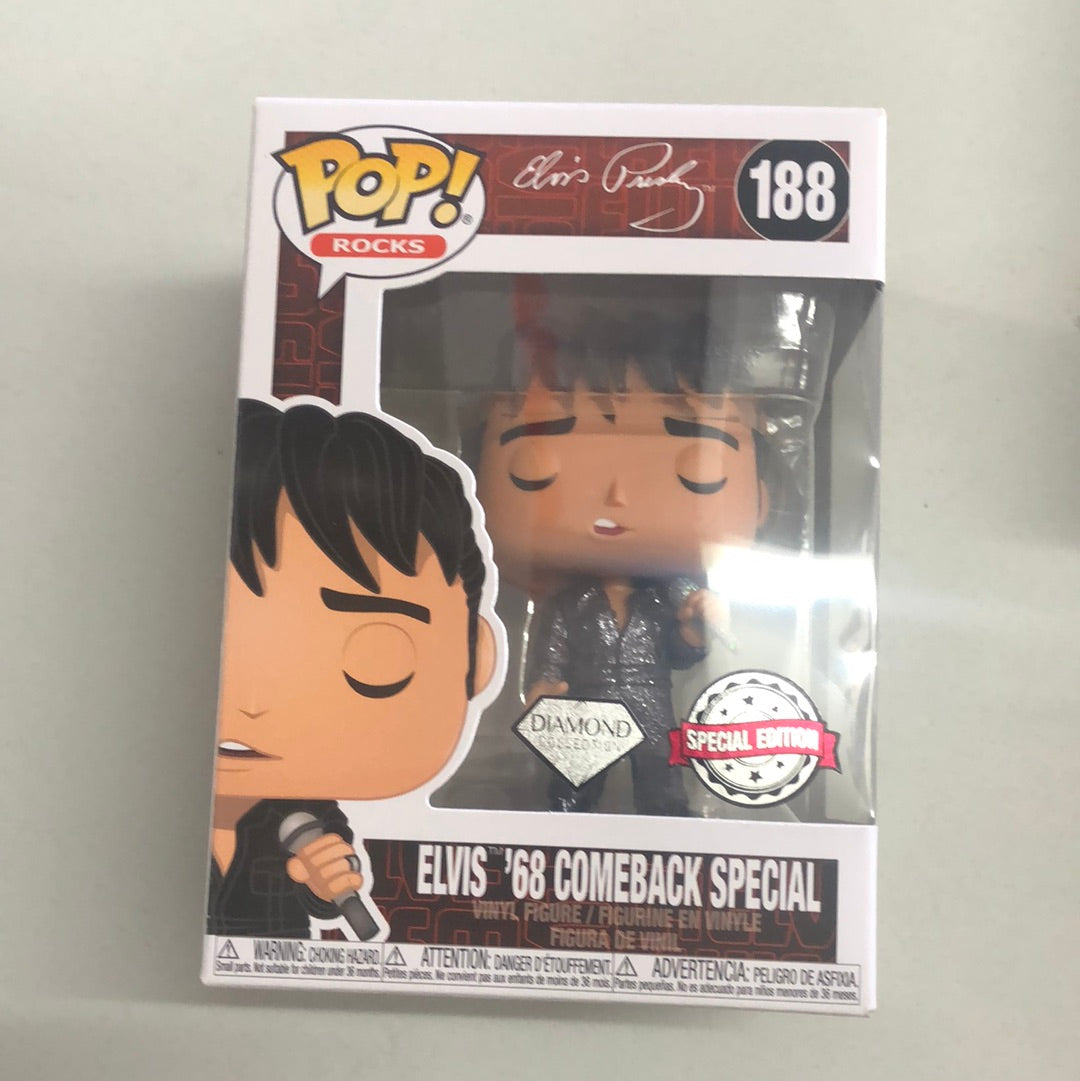 Elvis Presley 1968 Comeback Special Diamond Glitter Pop! Vinyl Figure  #188 FRENLY BRICKS - Open 7 Days