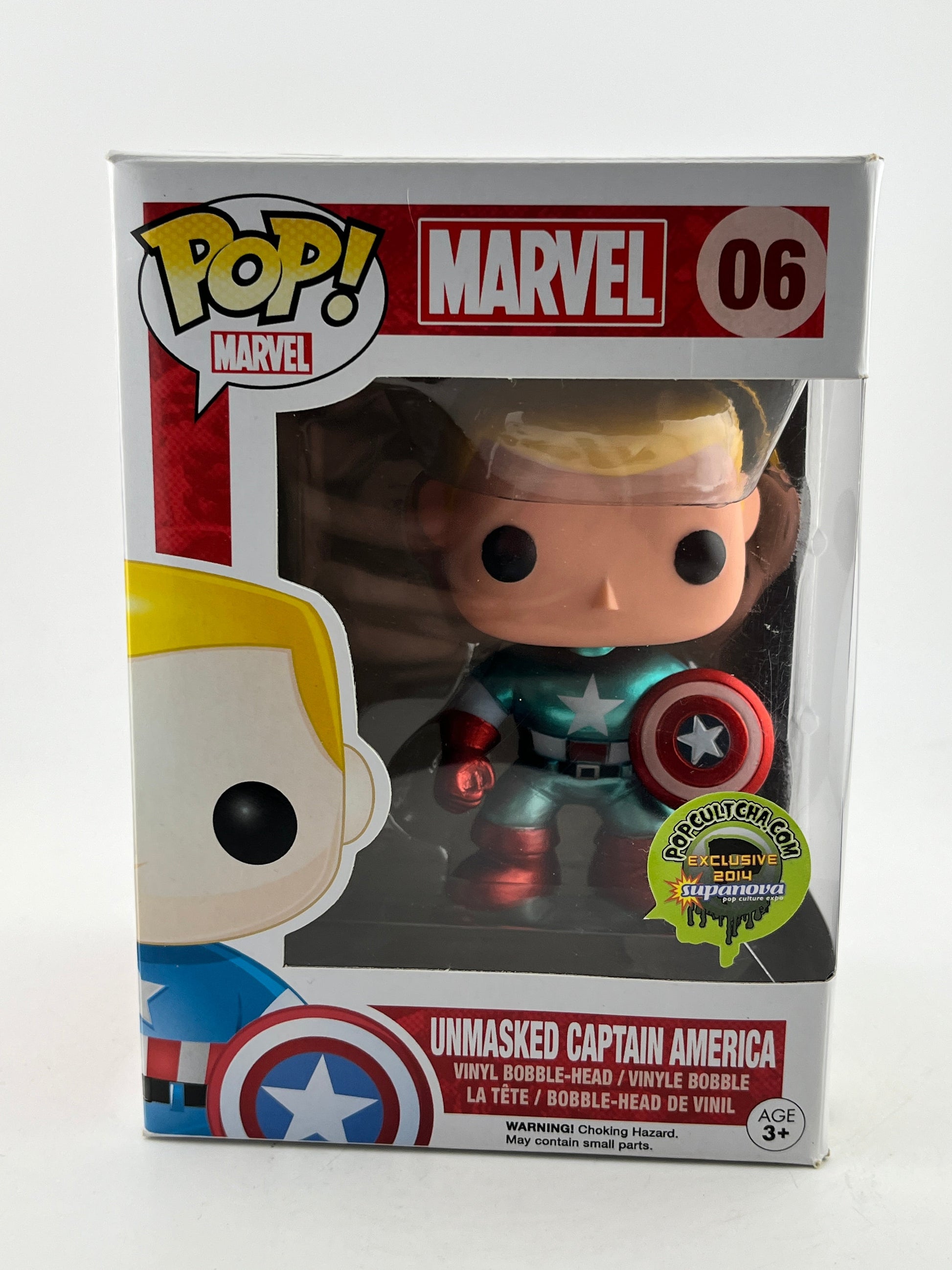 Funko POP! Marvel - Unmasked Captain America #06 - 2014 Exclusive FRENLY BRICKS - Open 7 Days