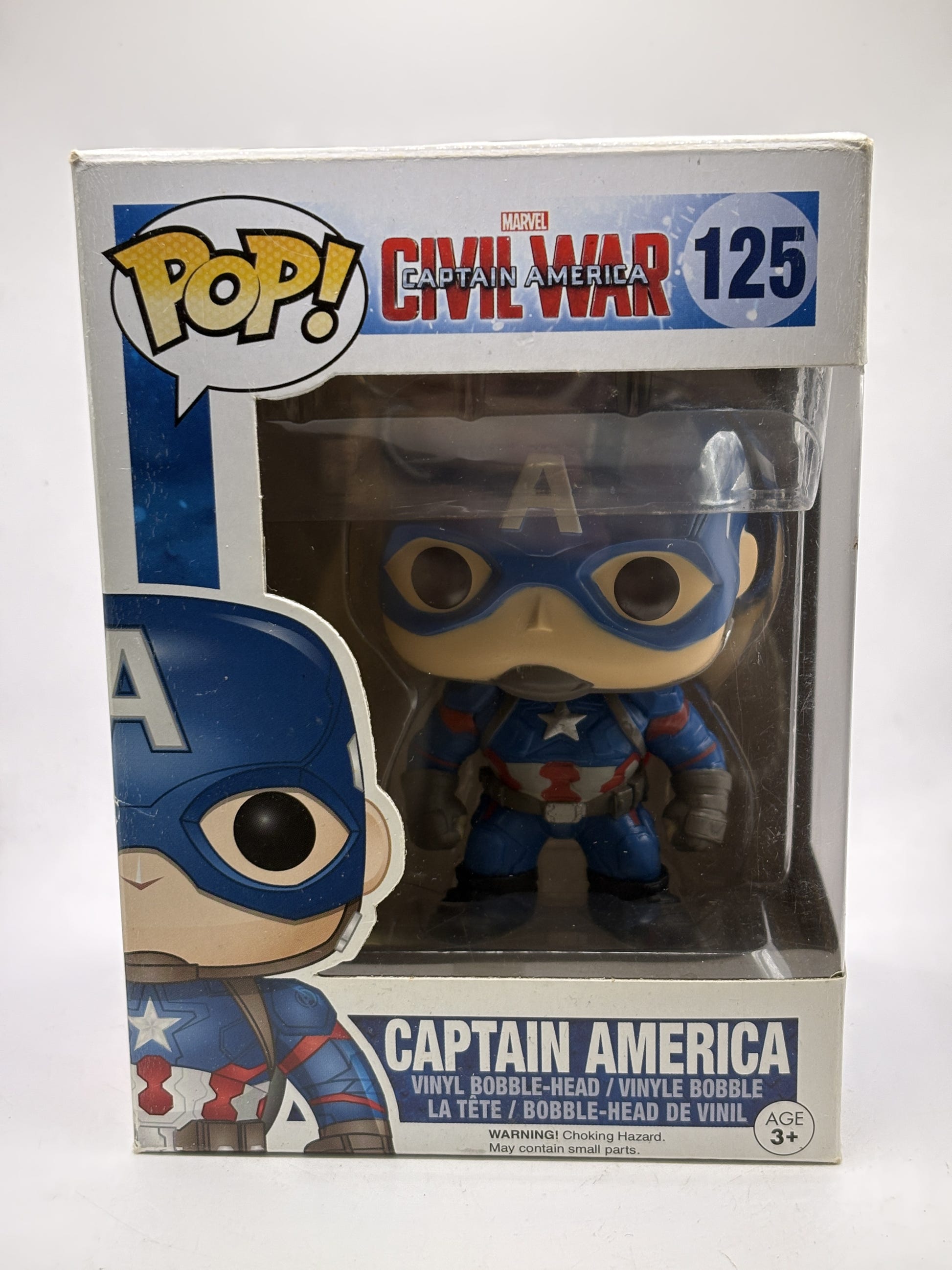 Funko POP! Marvel Captain America Civil War #125 Captain America Bobble-Head - Box DMG — front image 1