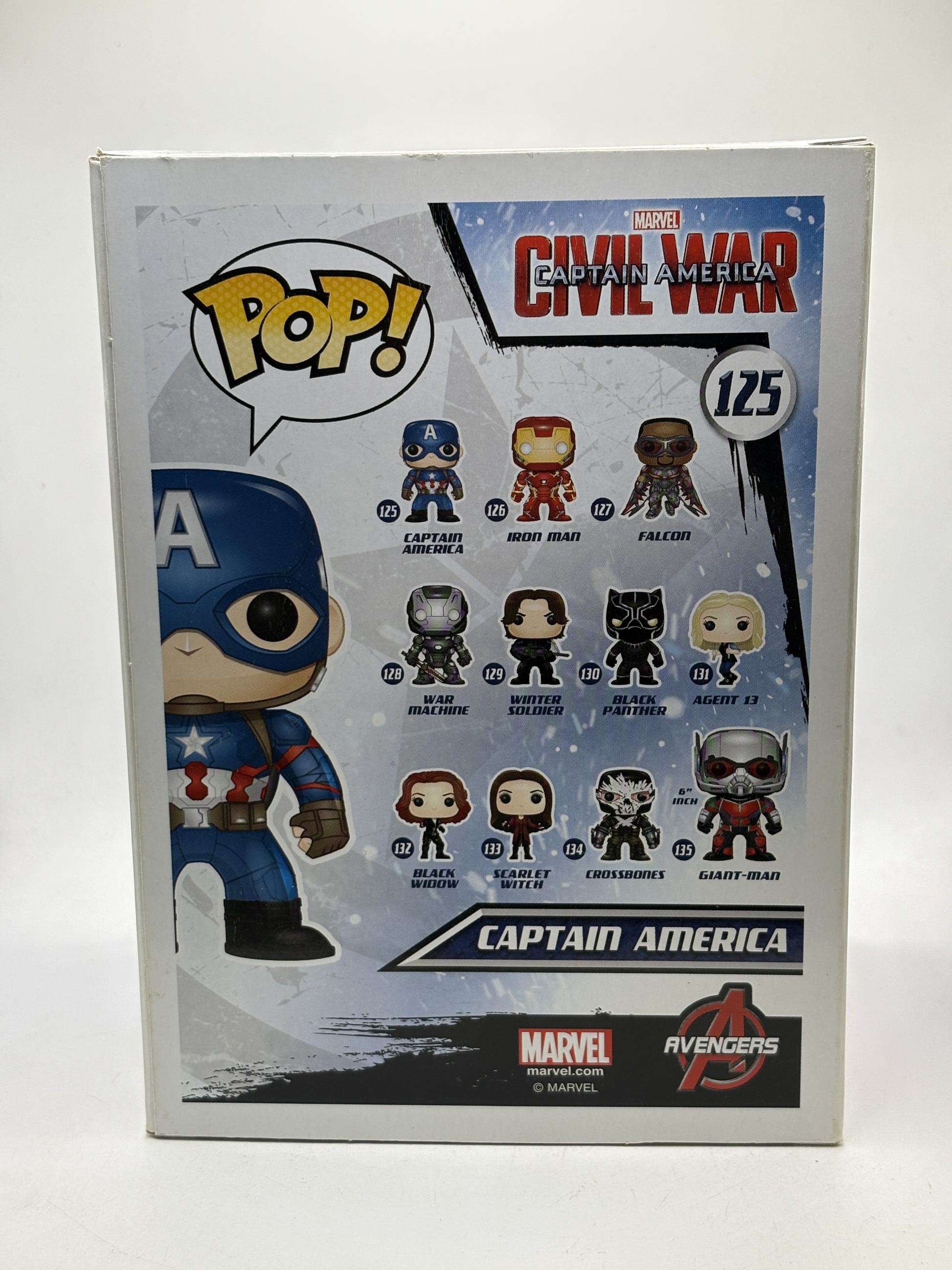 Funko POP! Marvel Captain America Civil War #125 Captain America Bobble-Head - Box DMG — back image 3