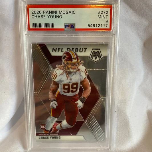 PSA 9 : MINT! 2020 PANINI MOSAIC NFL DEBUT #272 CHASE YOUNG - FRENLY BRICKS - Open 7 Days