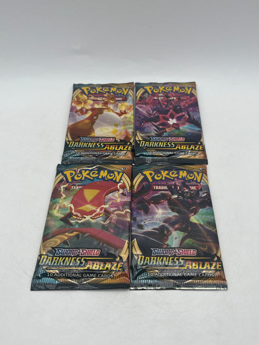 Pokemon TCG Sword & Shield Darkness Ablaze Booster Pack Art Set SEALED x4 FRENLY BRICKS - Open 7 Days