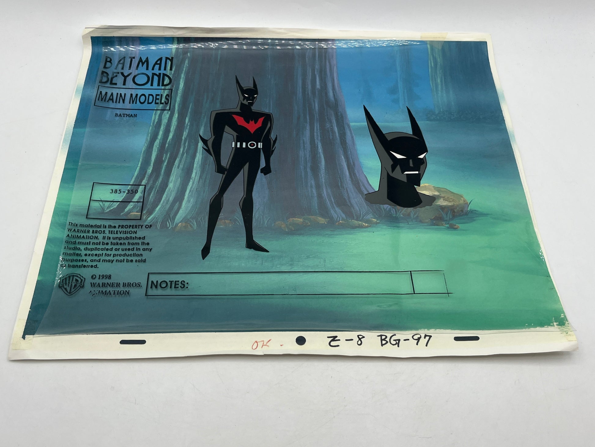 Batman (Terry McGinnis) Main Models Animation Prod. Cel - Batman Beyond - 1998 FRENLY BRICKS - Open 7 Days