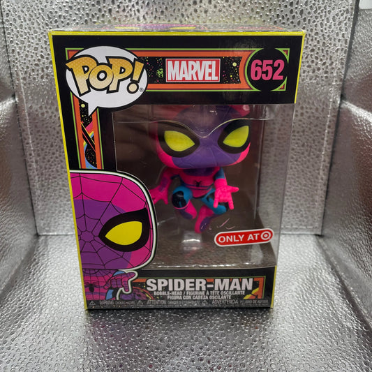 Funko POP! Marvel Spider-Man #652 Black Light Target Exclusive New FRENLY BRICKS - Open 7 Days