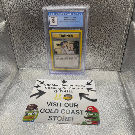 Professor Elm Pokémon 2000 Neo Genesis Unlimited 96/111 Graded CGC 8 FRENLY BRICKS - Open 7 Days