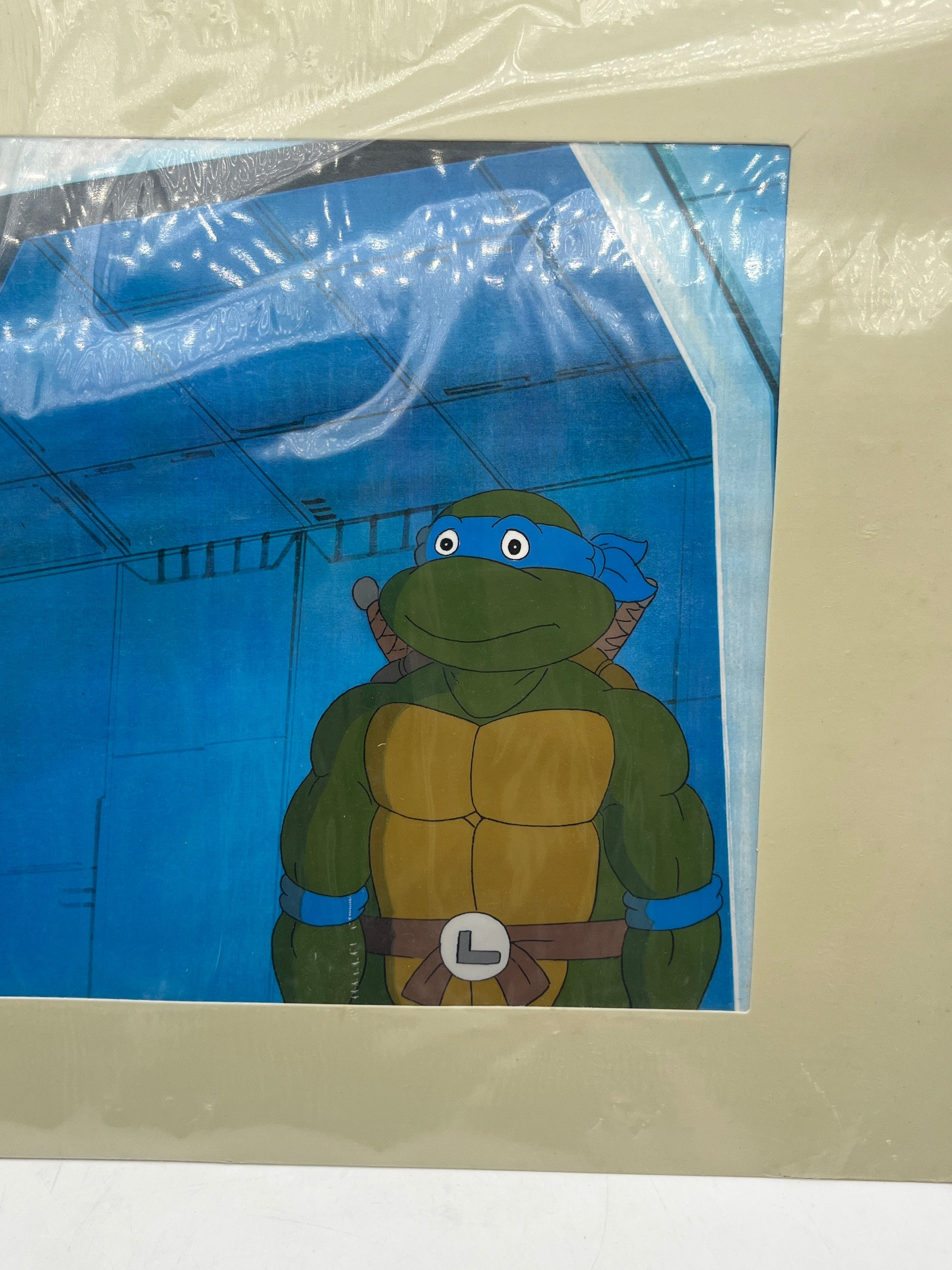 Teenage Mutant Ninja Turtles, Animation Production Cel MWS (1991) W/COA Leonardo FRENLY BRICKS - Open 7 Days