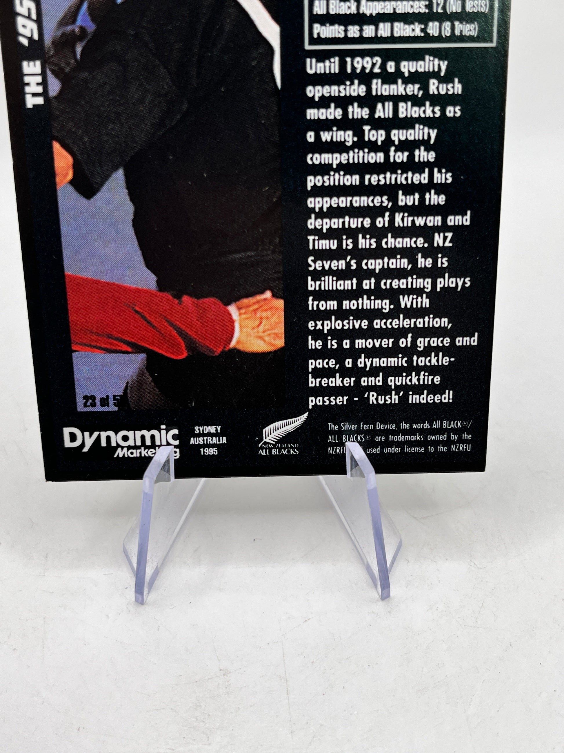 Eric Rush Auto - 1995 Dynamic Marketing Rugby Union Card NZ All Blacks #23 FRENLY BRICKS - Open 7 Days