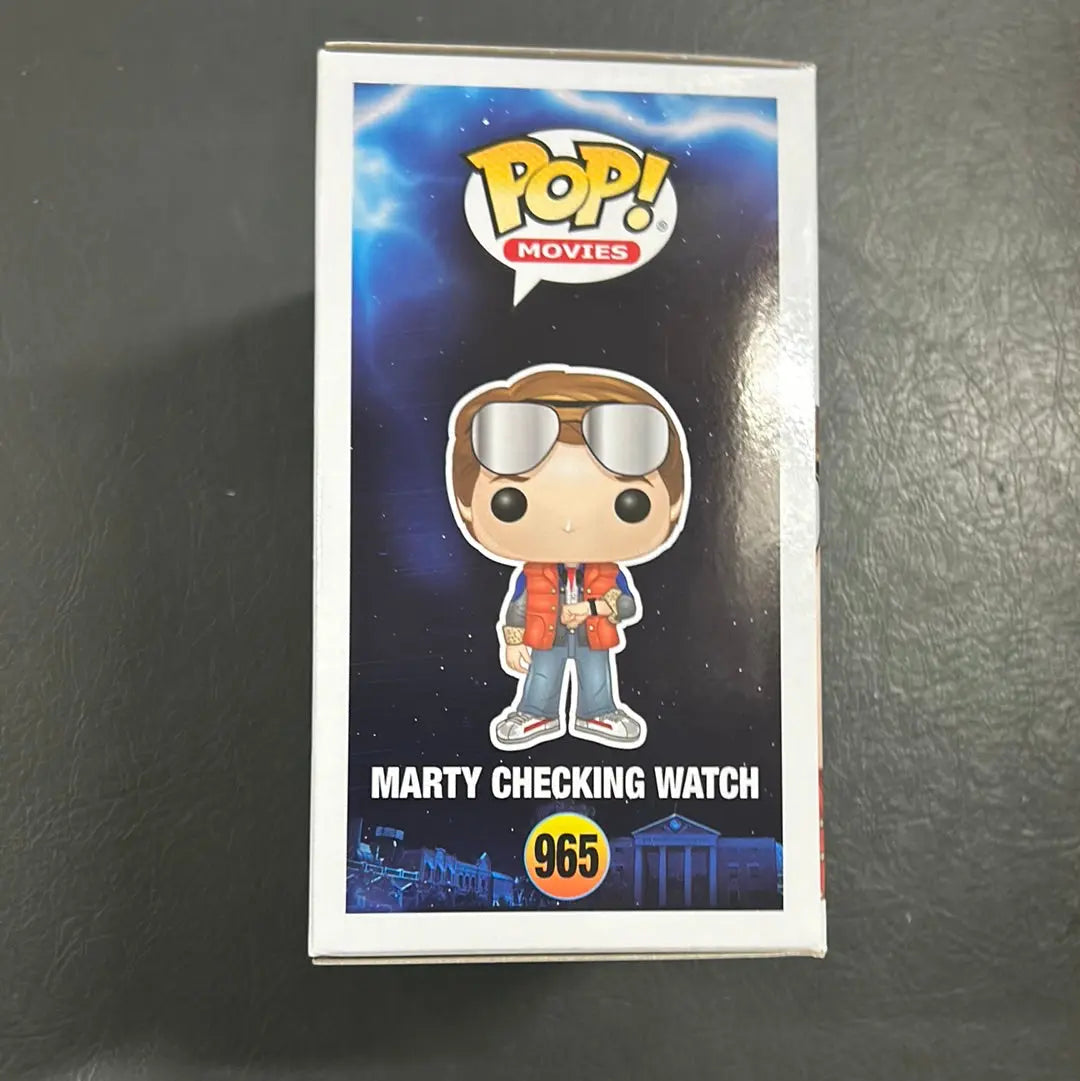 Pop Vinyl Figure Pop Movies Back To the Future Marty Checking Watch #965 FRENLY BRICKS - Open 7 Days