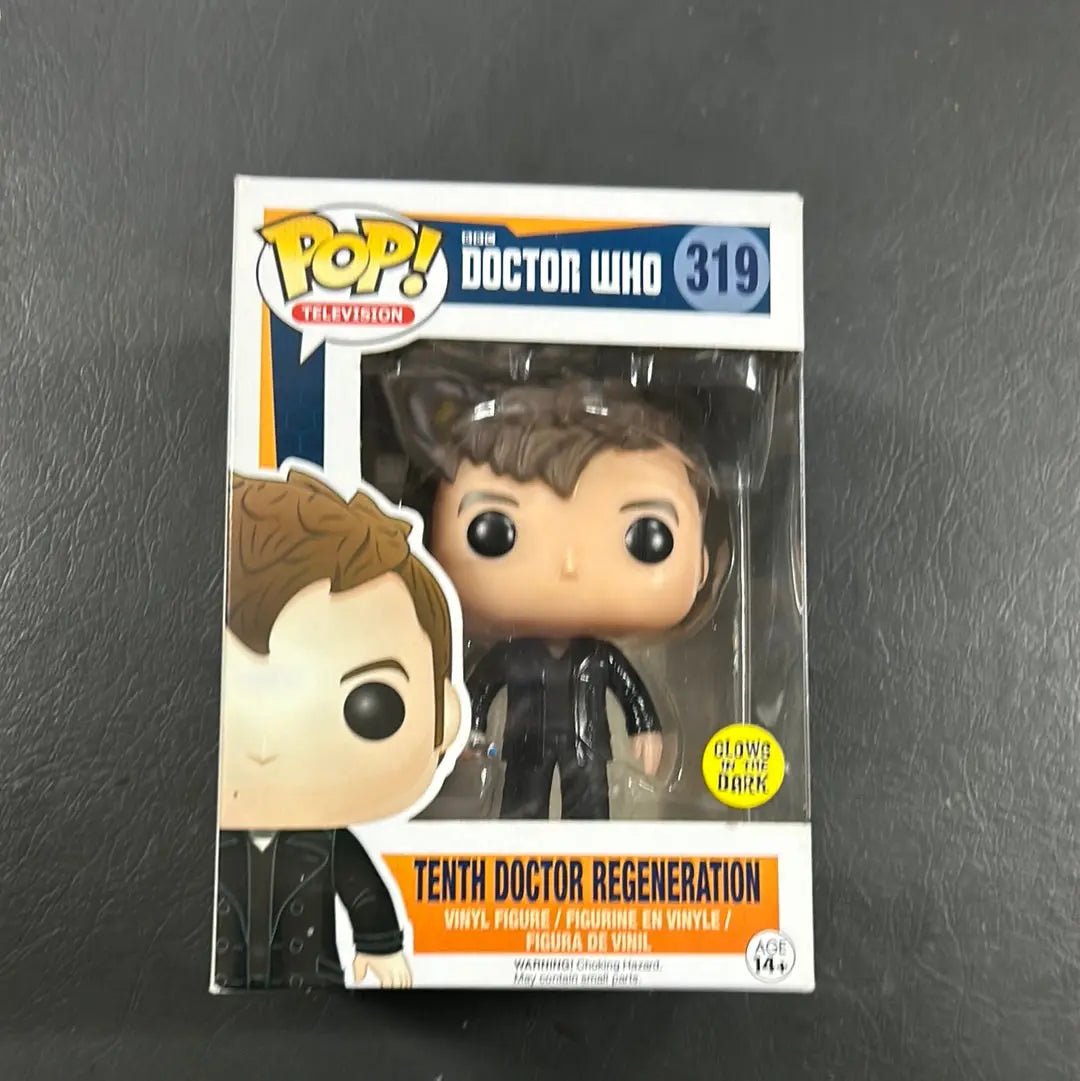 FUNKO POP TELEVISION DOCTOR WHO #319 TENTH DOCTOR REGENERATION (GLOW) FRENLY BRICKS - Open 7 Days