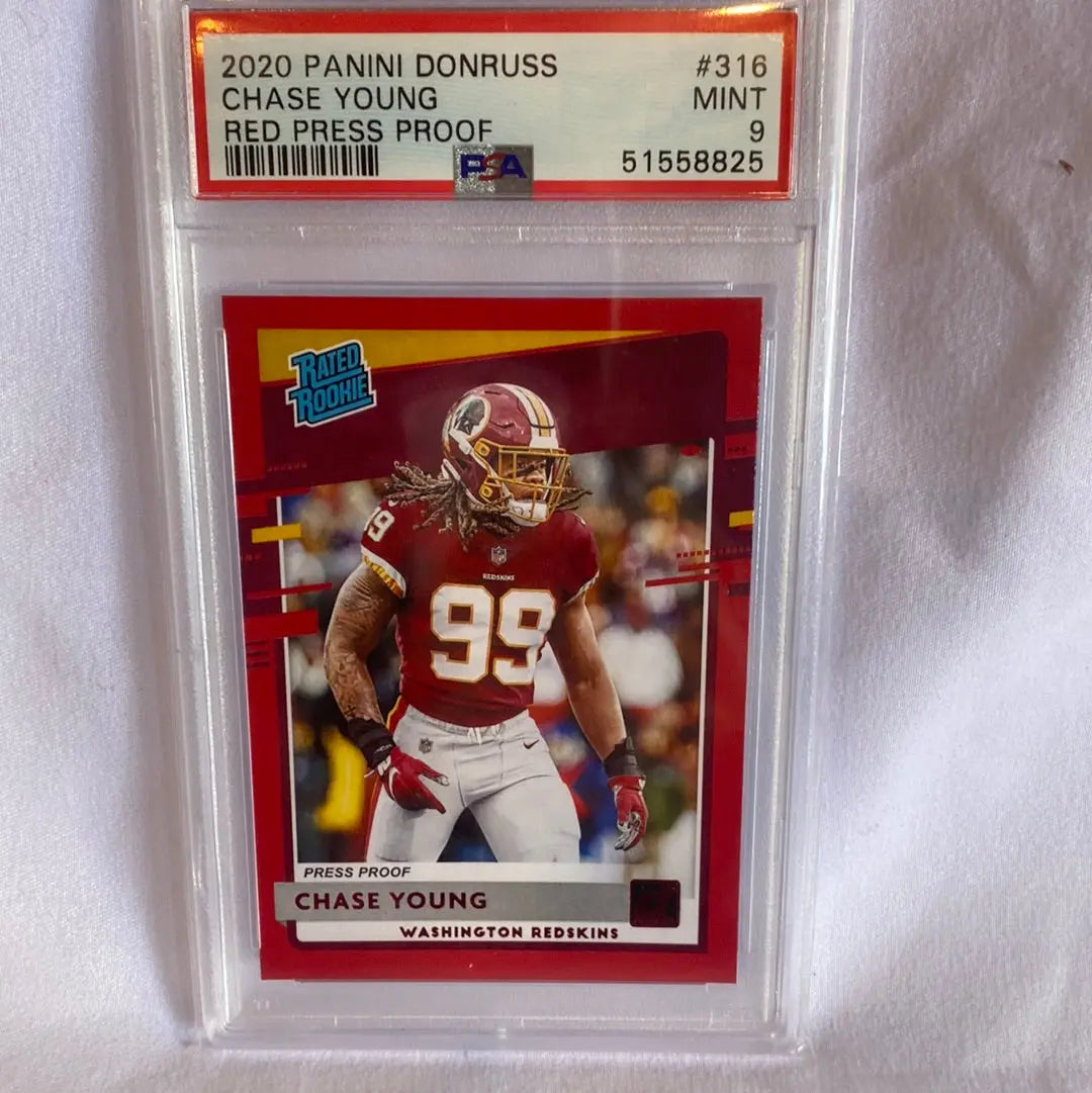 PSA 9 MINT 2020 DONRUSS CHASE YOUNG RED PRESS PROOF #316 NFL Rookie - FRENLY BRICKS - Open 7 Days