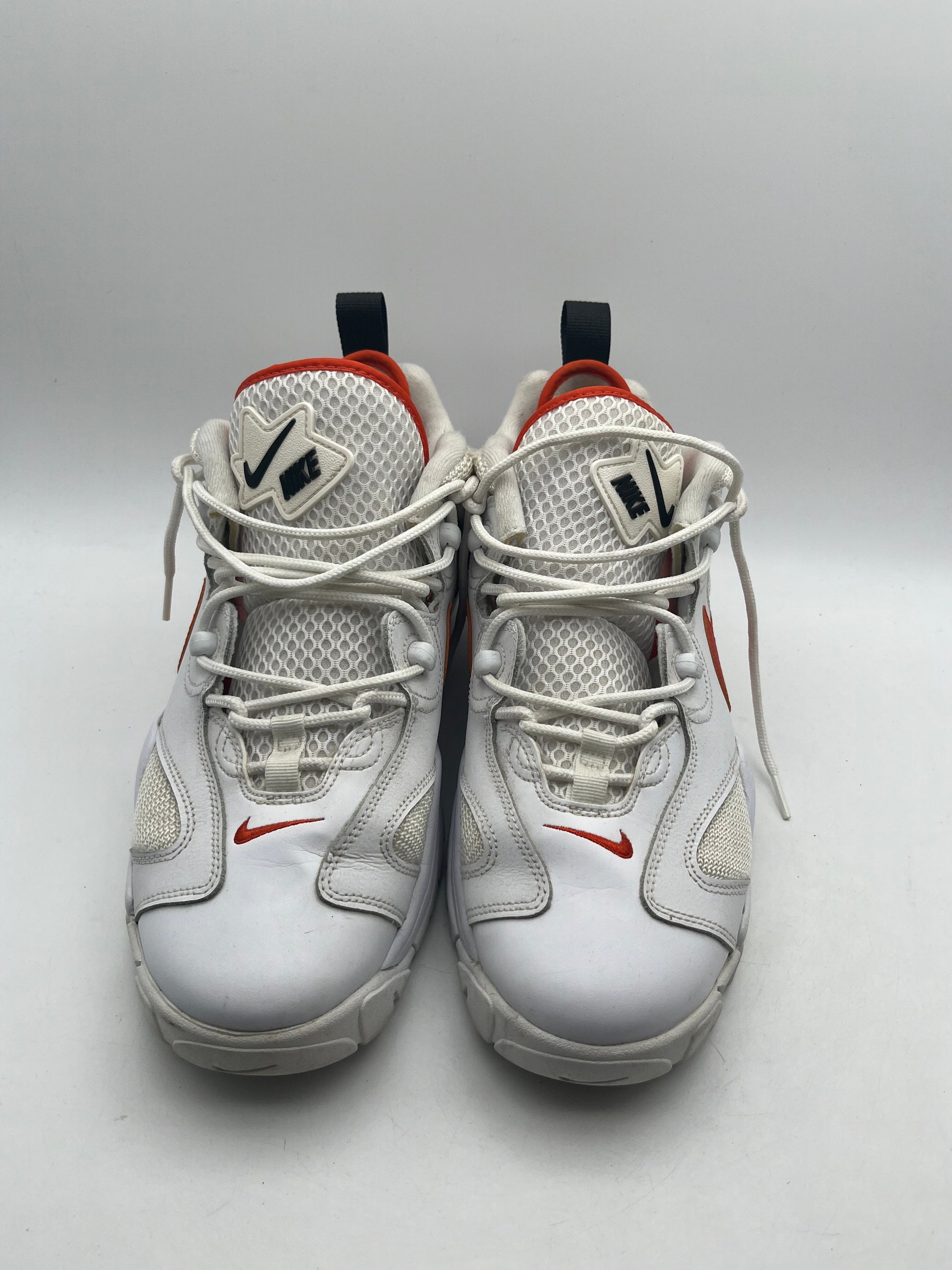 Nike Air Barrage Low Rucker Park Size 12 USED ORANGE/WHITE FRENLY BRICKS - Open 7 Days