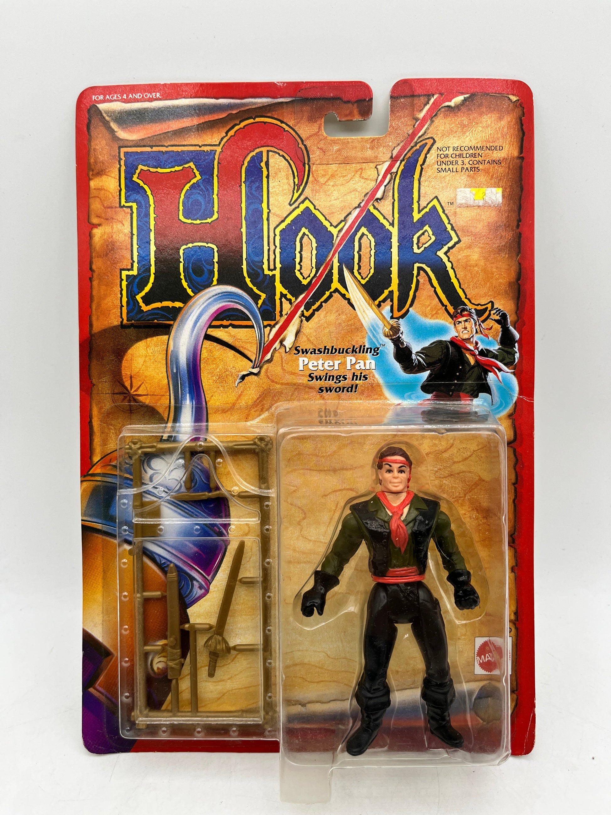 Vintage 1991 HOOK Movie Swashbuckling PETER PAN Toy Action Figure - Sealed FRENLY BRICKS - Open 7 Days