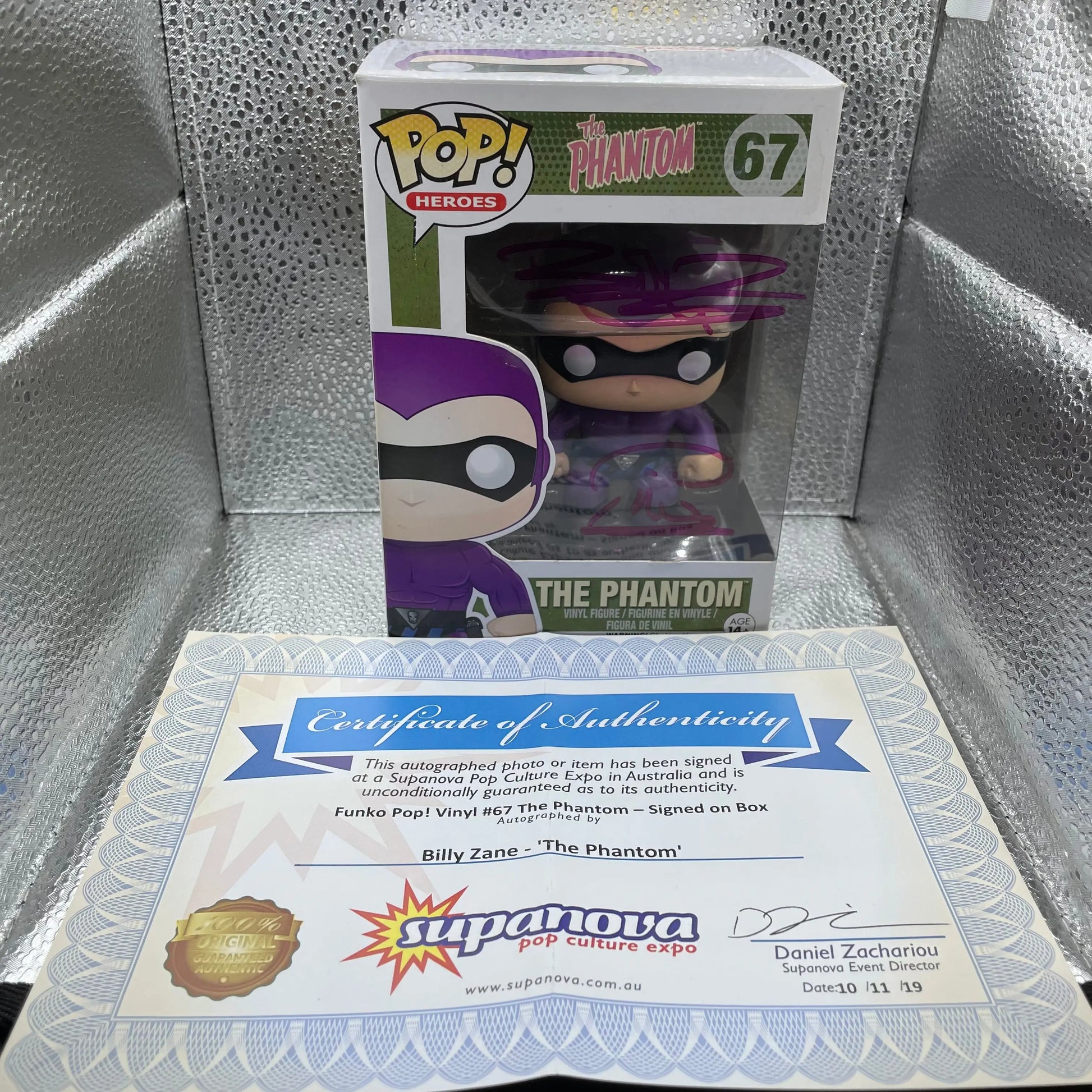 Billy Zane #67 Signed Funko Pop W/ COA Authentication  - The Phantom FRENLY BRICKS - Open 7 Days