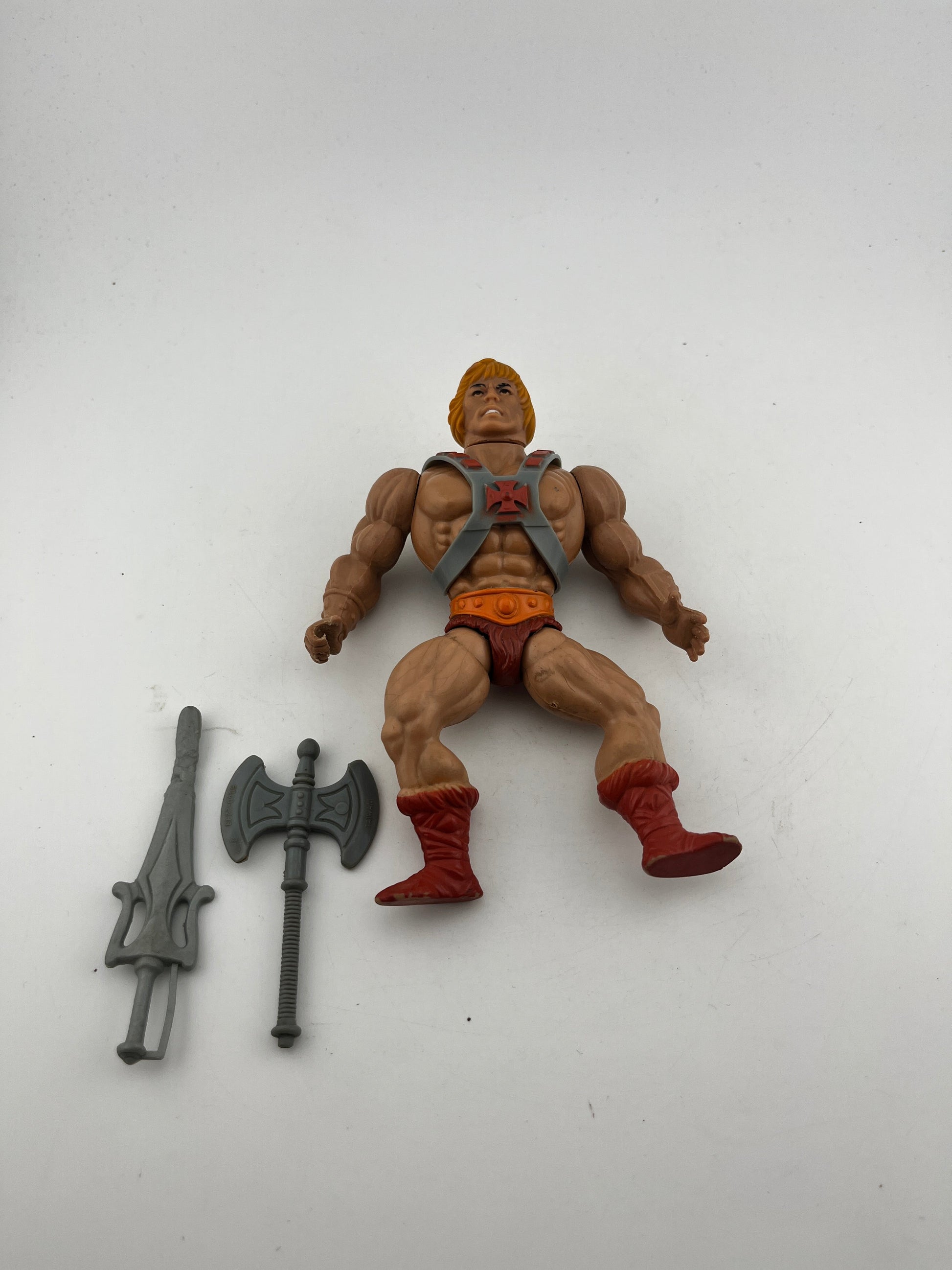 Vintage He-Man - Masters Of The Universe - Soft Head 1981 - Missing Shield FRENLY BRICKS - Open 7 Days