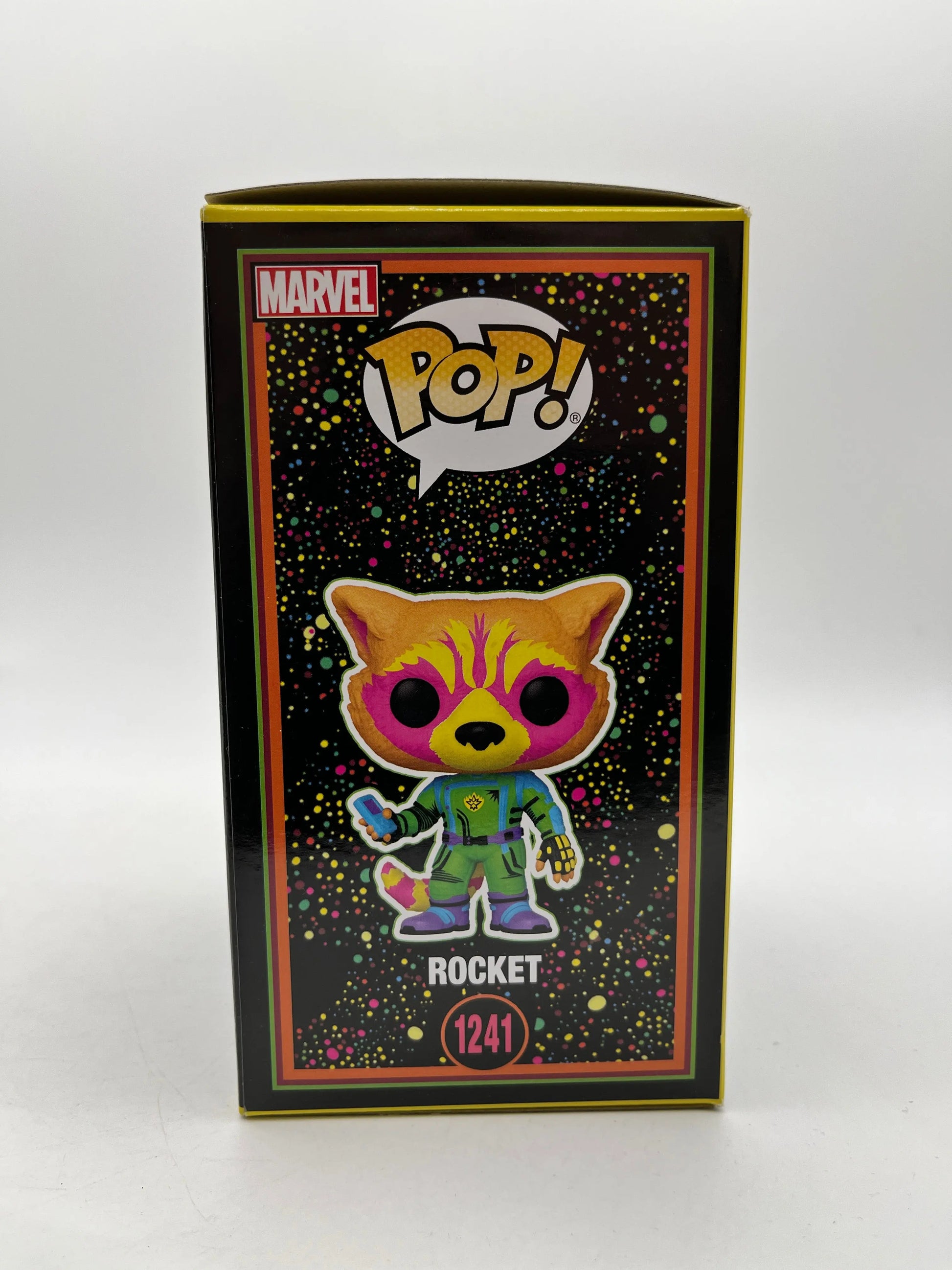 Funko POP! Marvel Guardians Of The Galaxy Vol. 3 Rocket #1241 - Special Black Light Edition FRENLY BRICKS - Open 7 Days