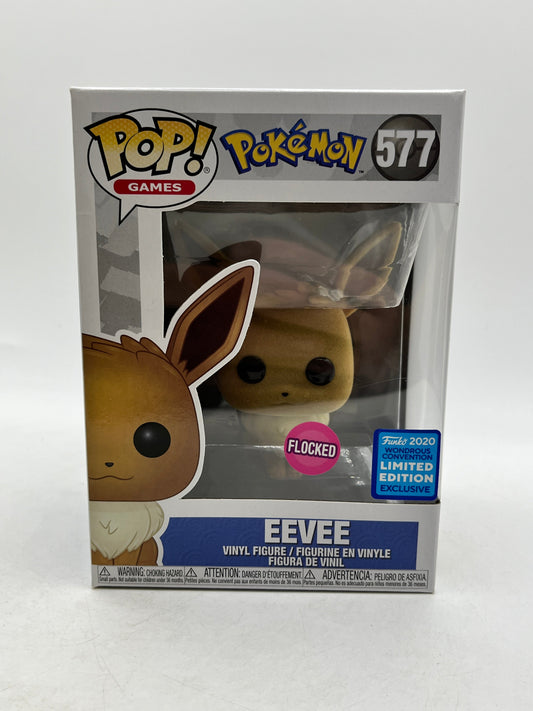 Funko POP! Games Pokémon - Eevee #577 - Flocked - 2020 Exclusive FRENLY BRICKS - Open 7 Days