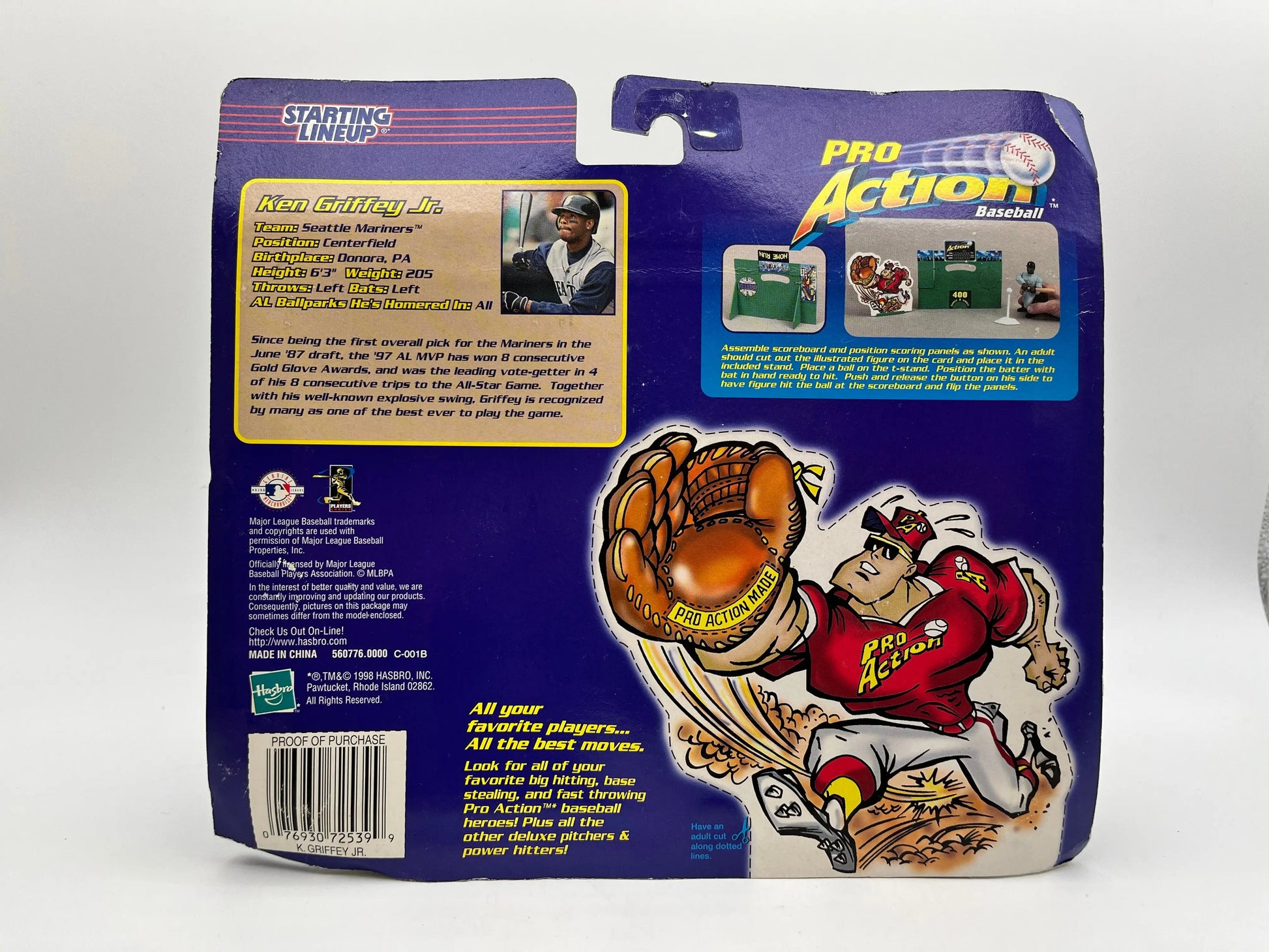 1998 Starting Lineup Pro Action Baseball Ken Griffey Jr. Deluxe Hitting Action - Hasbro FRENLY BRICKS - Open 7 Days
