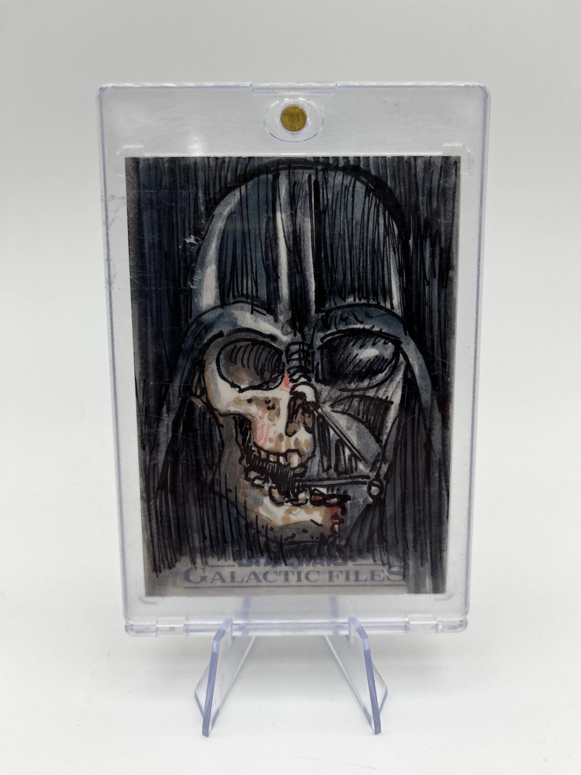 Darth Vader Sketch Card 1/1 Star Wars Galactic Files – Half Skull Darth Vader Helmet – Topps FRENLY BRICKS - Open 7 Days
