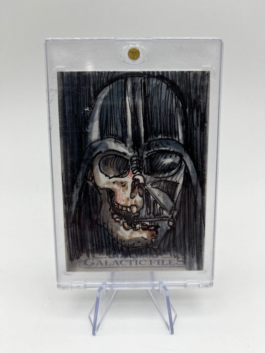 Darth Vader Sketch Card 1/1 Star Wars Galactic Files – Half Skull Darth Vader Helmet – Topps FRENLY BRICKS - Open 7 Days