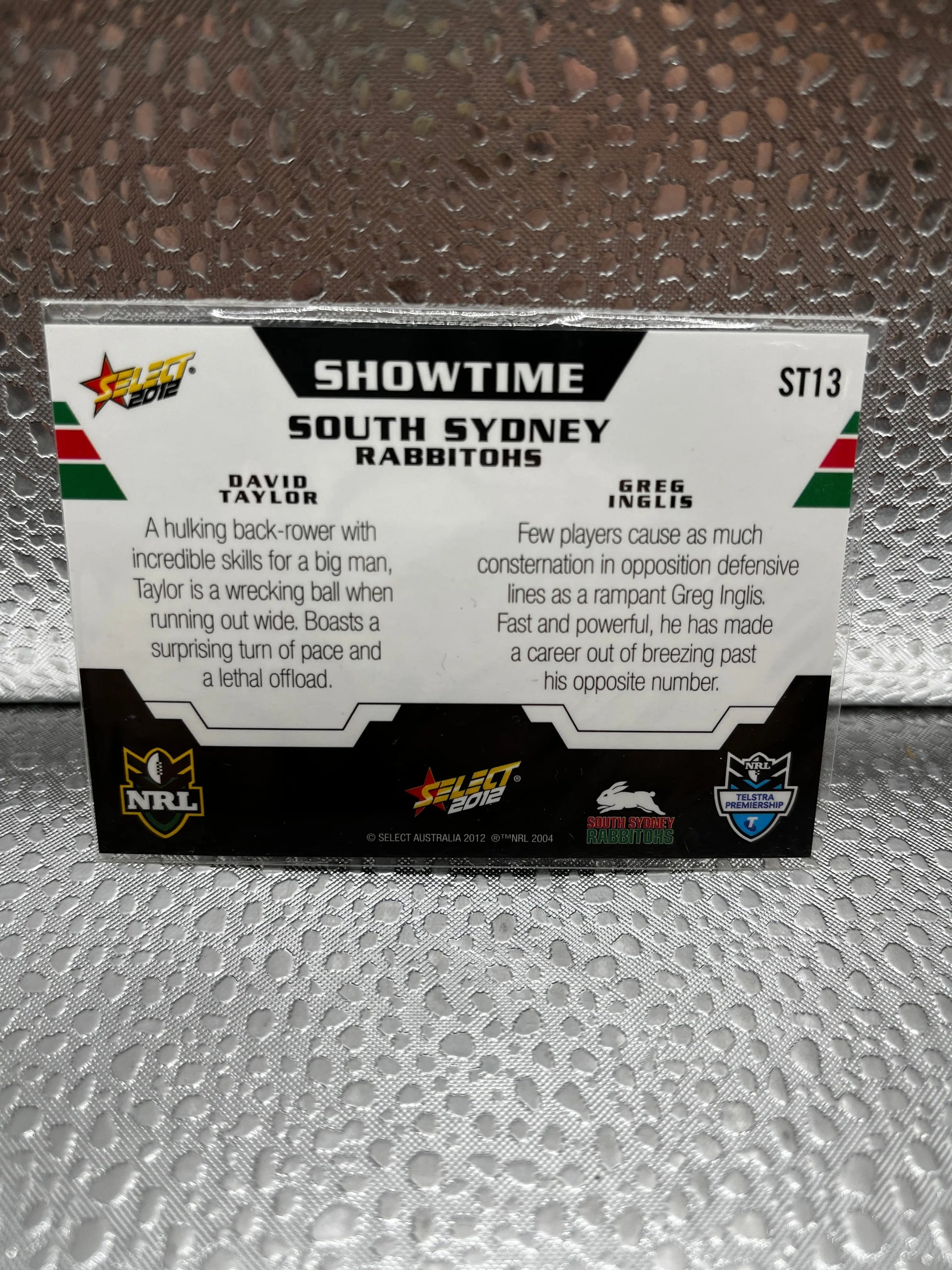 Select 2012 Showtime South Sydney Rabbitohs David Taylor and Greg Inglis ST13 FRENLY BRICKS - Open 7 Days