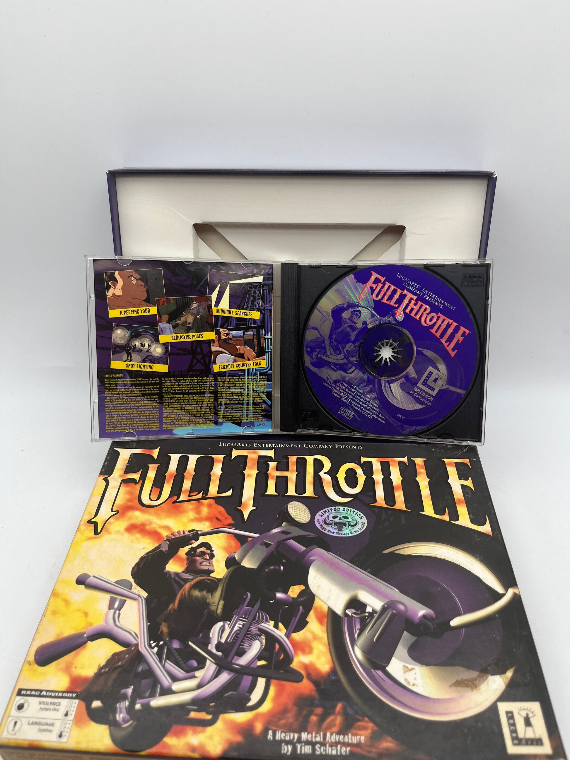 “Full Throttle” 1994 IBM PC Game Limited Edition LucasArts Big Box CD-ROM FRENLY BRICKS - Open 7 Days