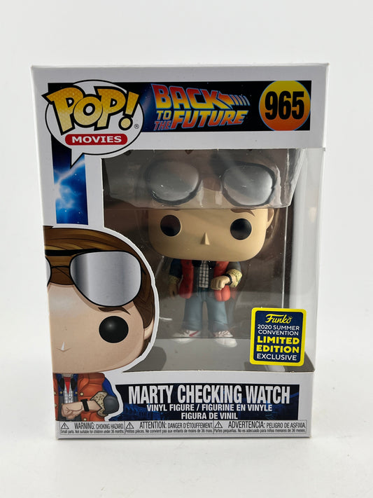 Funko POP! Movies Back To The Future - Marty Checking Watch #965 - 2020 LE FRENLY BRICKS - Open 7 Days
