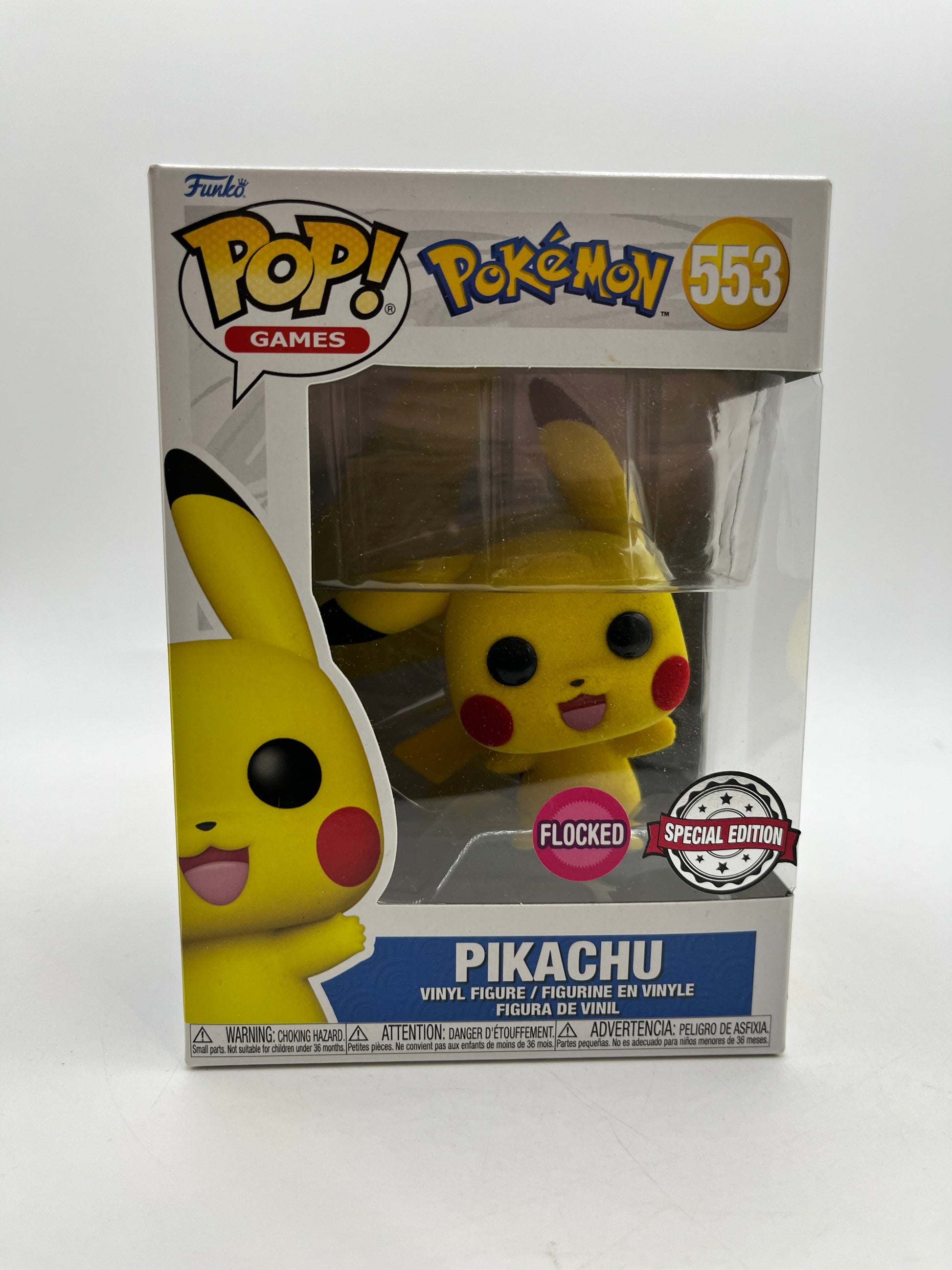 Funko POP! Games Pokémon Pikachu #553 - Flocked - Special Edition FRENLY BRICKS - Open 7 Days