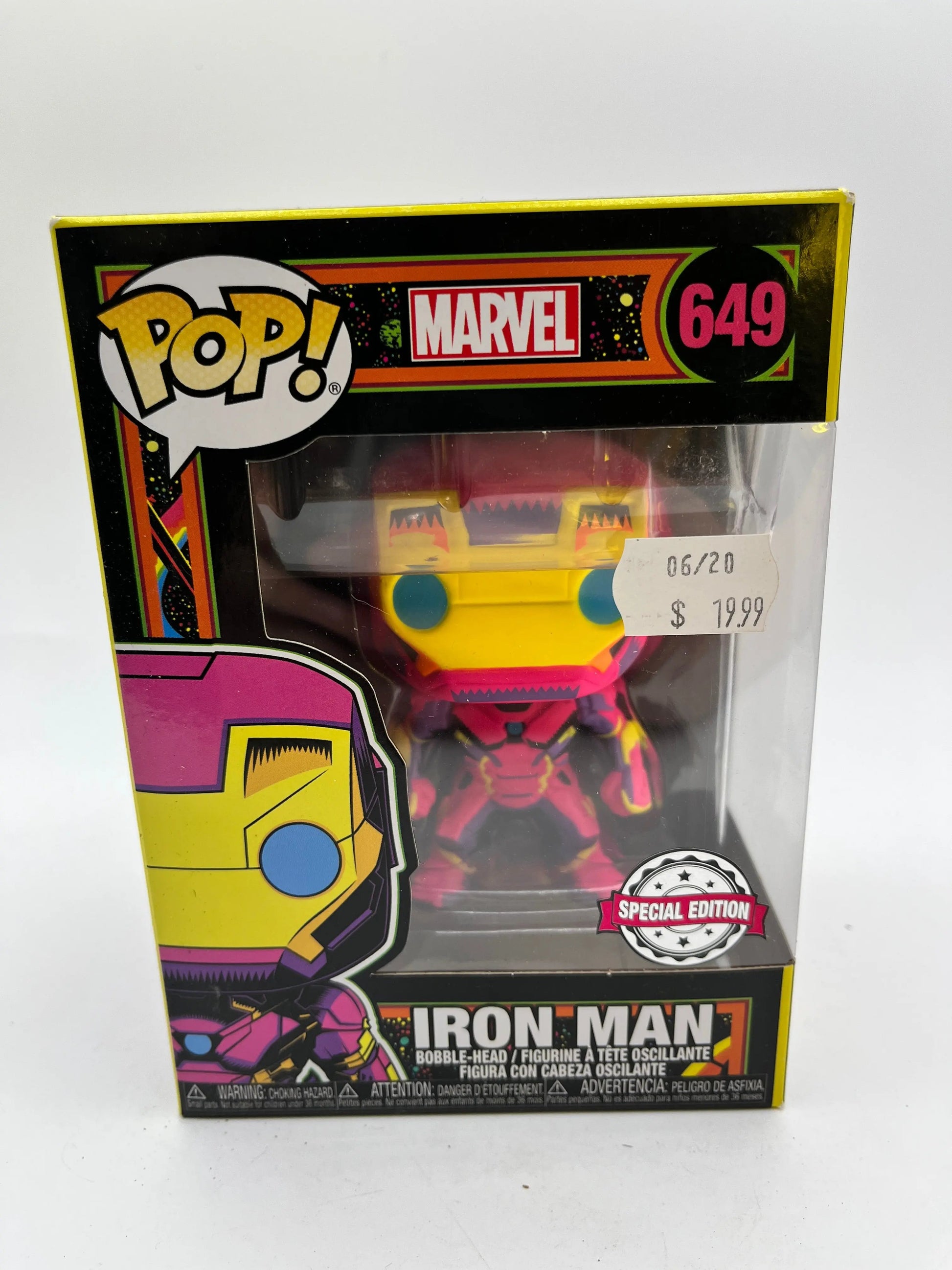 Funko POP! Marvel Iron Man Black Light Special Edition #649 FRENLY BRICKS - Open 7 Days